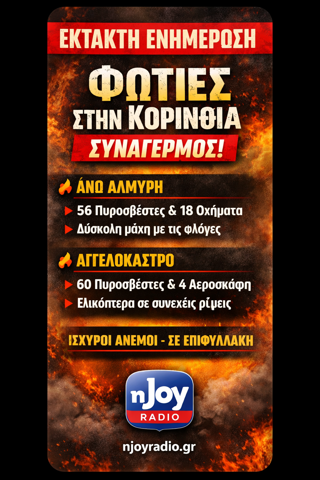 Συναγερμός στην Κορινθία – Δύο ταυτόχρονες πυρκαγιές