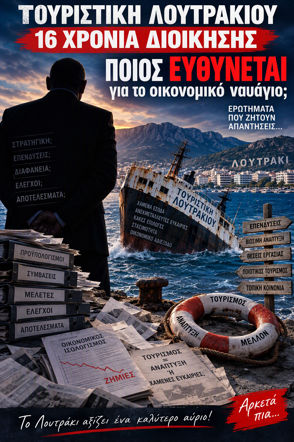 Δυναμη Δημιουργιας:Τουριστικη Λουτρακιου-16 χρονια διοικησης Γκιωνη…ΠΟΙΟΣ ΕΥΘΥΝΕΤΑΙ για το οικονομικο ναυαγιο?